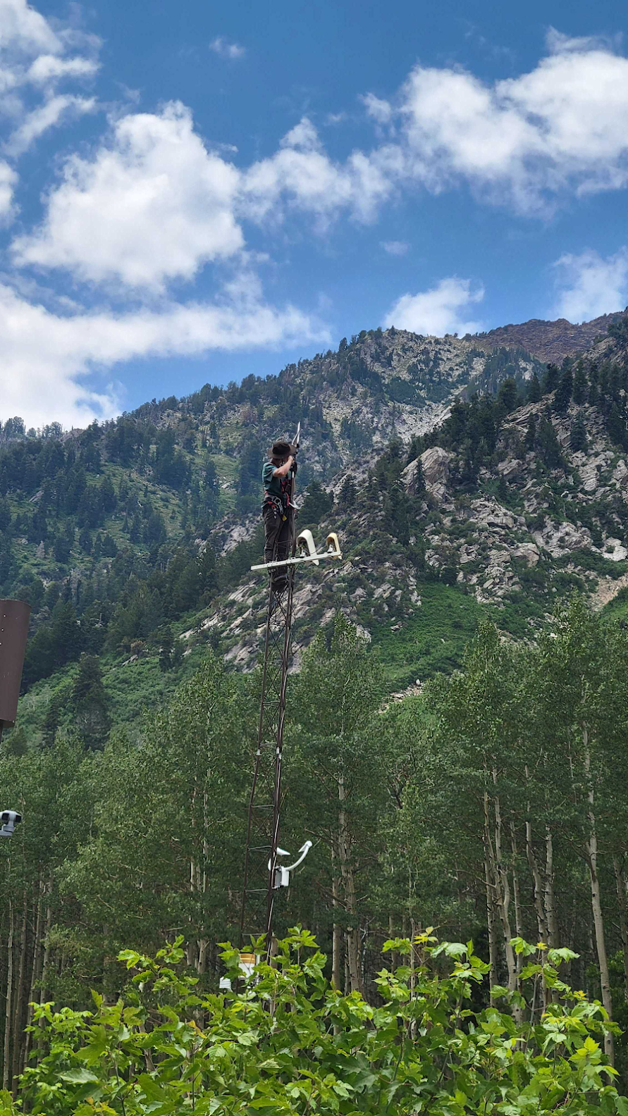Nate working on a weather station in Little Cottonwood Canyon, Utah